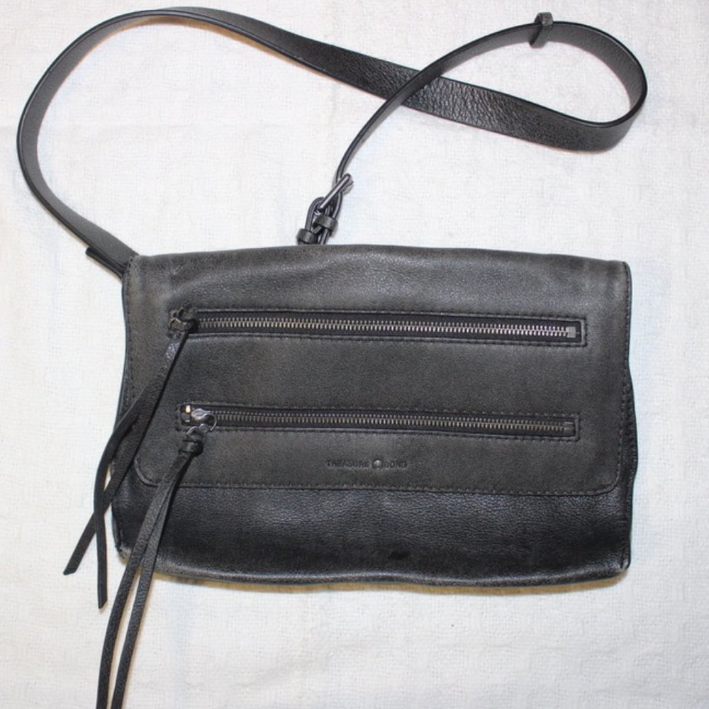 Treasure & Bond Black Leather Crossbody Bag